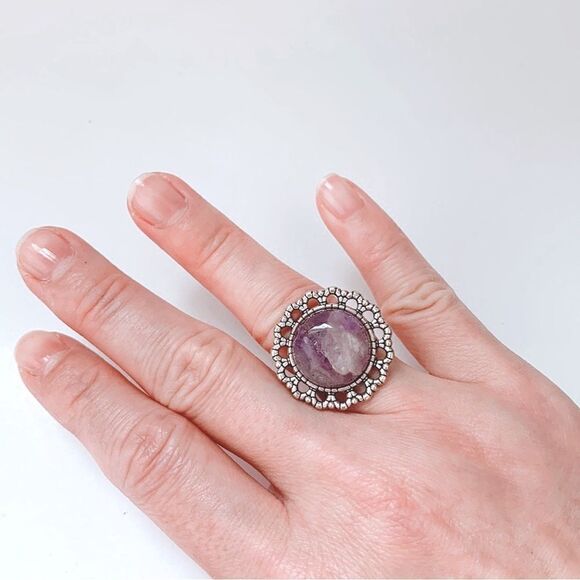 💍Beautiful Amethyst Natural Stone Ring - Picture 3 of 5